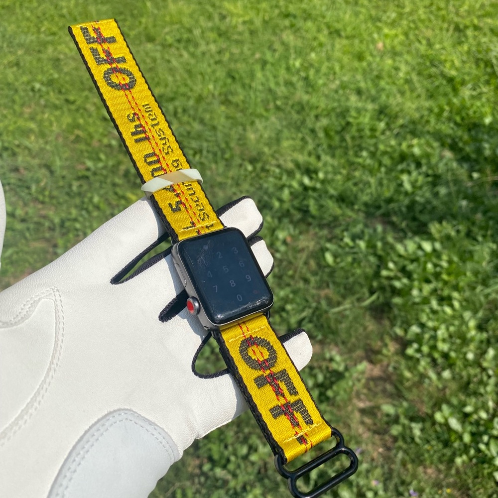 Off-White Mini Industrial Belt Yellow Apple Watch Strap/Band NO HOLES